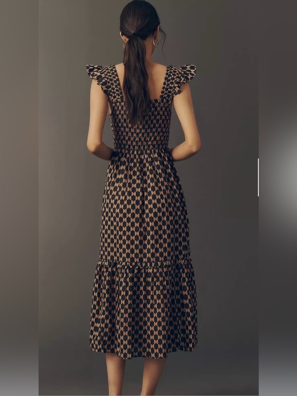 Anthropologie Peregrine Square-Neck Midi Dress XLP Color: Black Pattern NWT - Picture 2 of 5